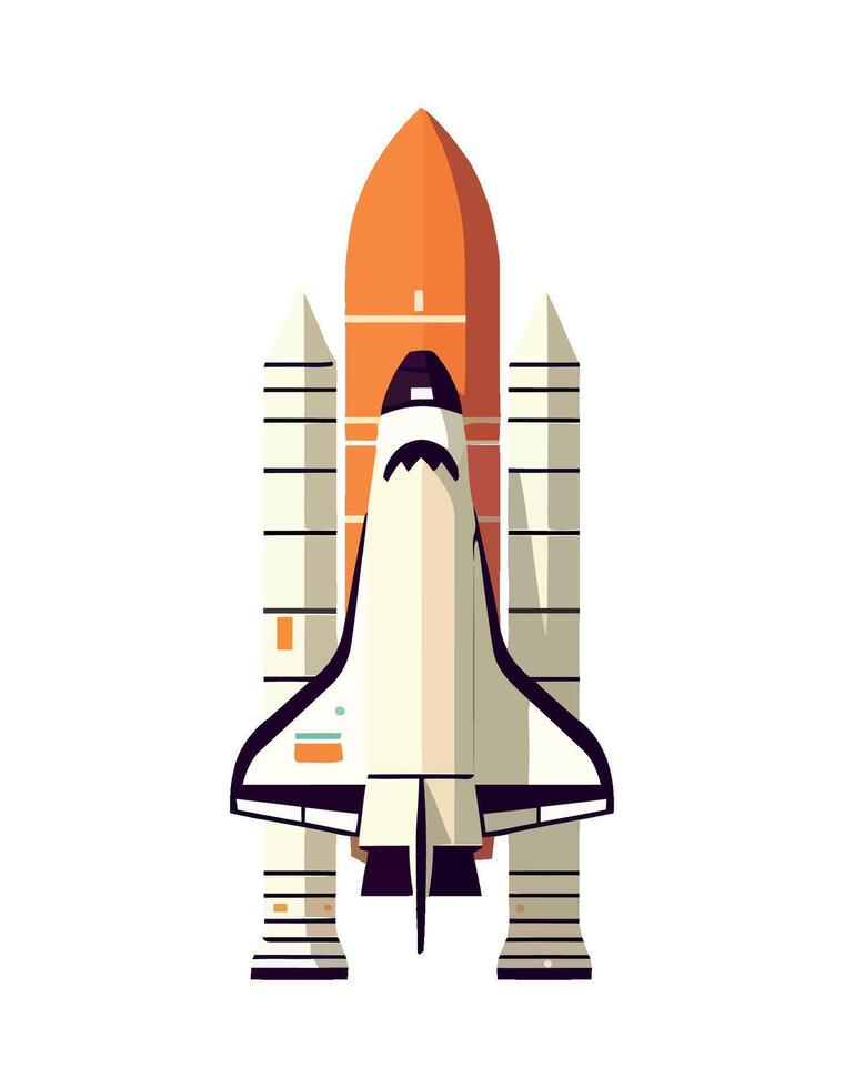 Flying spaceship symbolizes progress in space exploration isolated vector