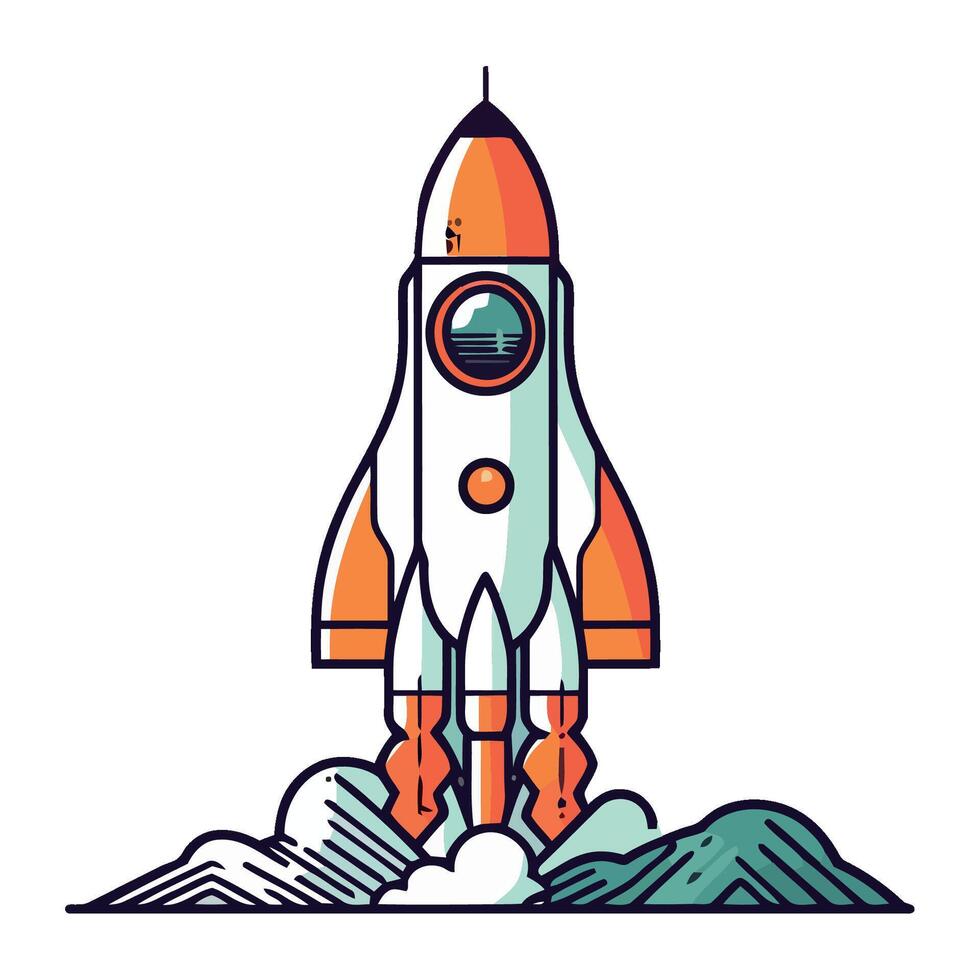 rocket launcher spaceship adventure icon isolated vector