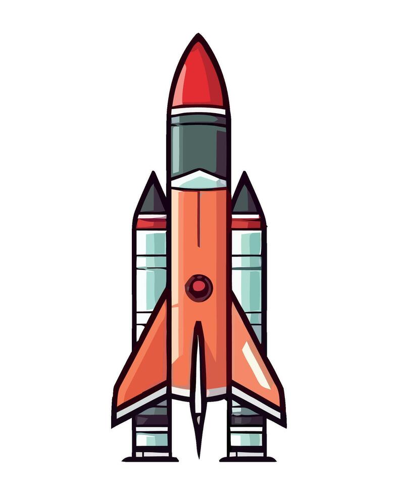 Spaceship flying through galaxy, symbol of progress isolated vector