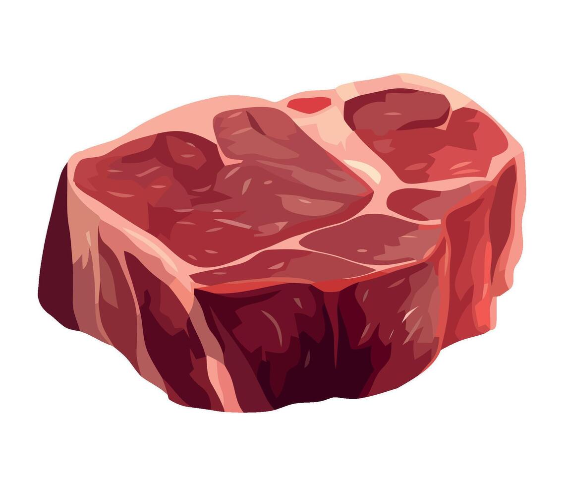 Fresh pork steak meal, gourmet cooking illustration icon isolated vector