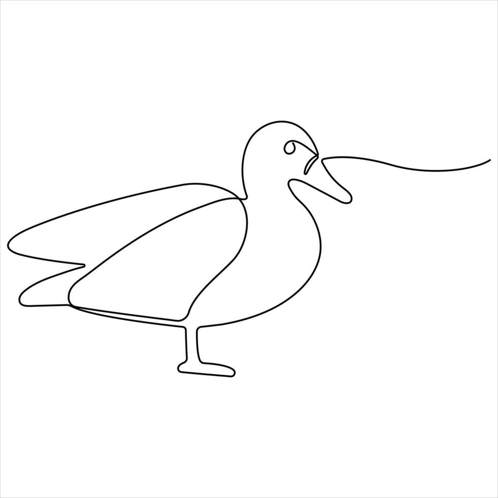 Continuous single line art drawing pet animal duck concept vector