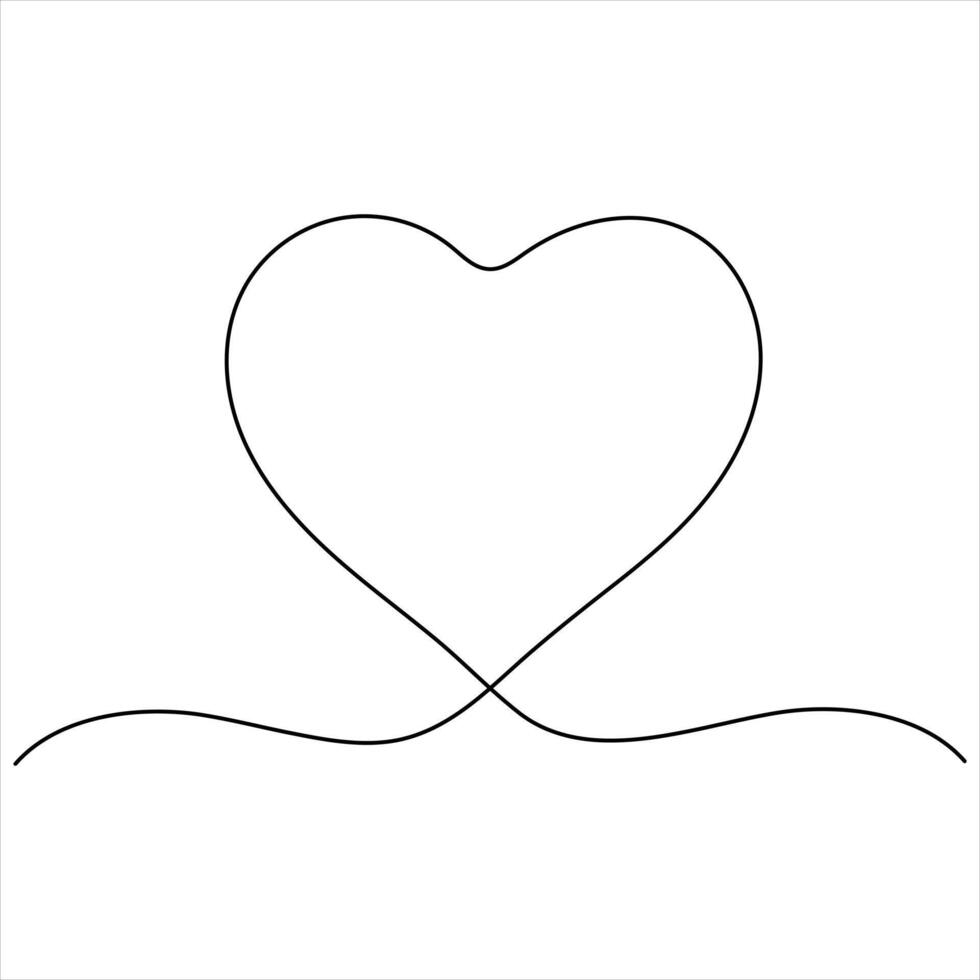 Single line continuous drawing of love sign with heart minimalist of love concept vector