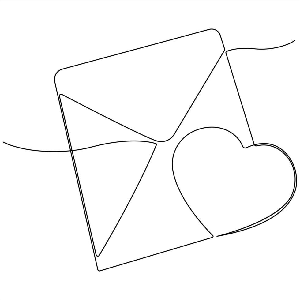 Continuous single line mail envelope letter drawing illustration email sketch art post graphic letter line drawn outline vector