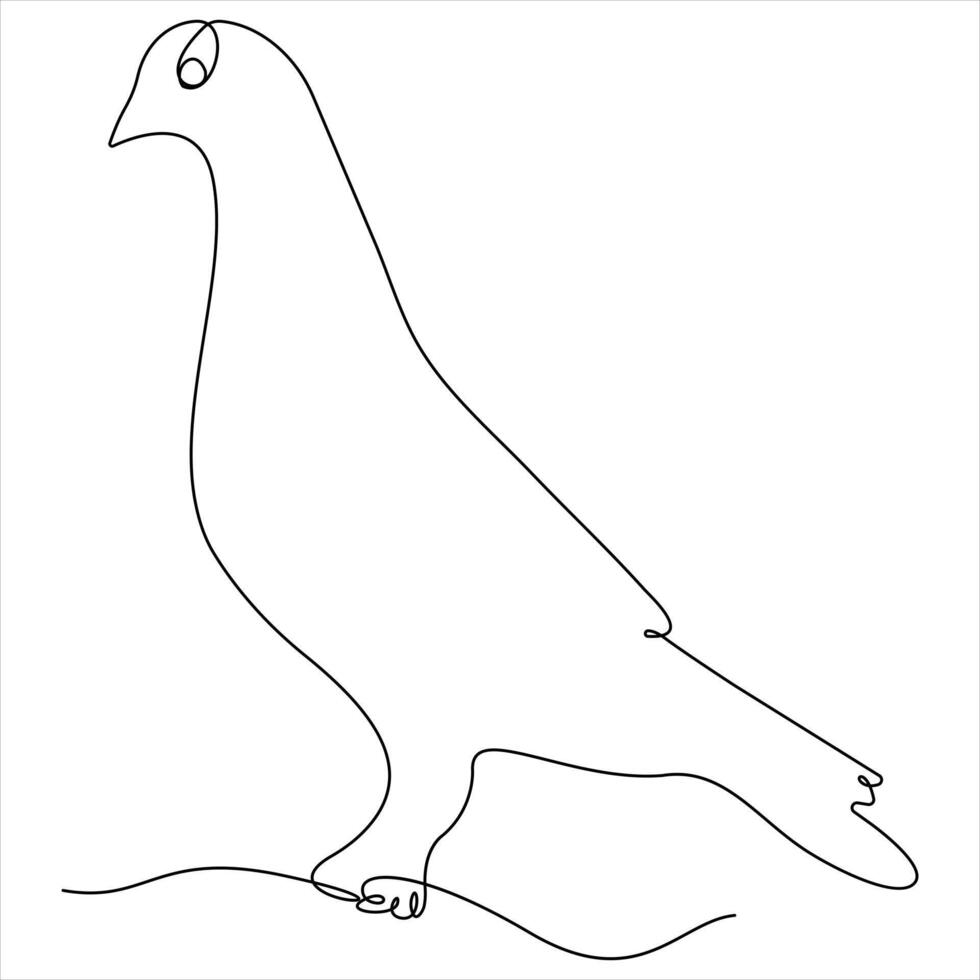 Single line continuous line art drawing of bird minimalist bird pigeon outline design vector