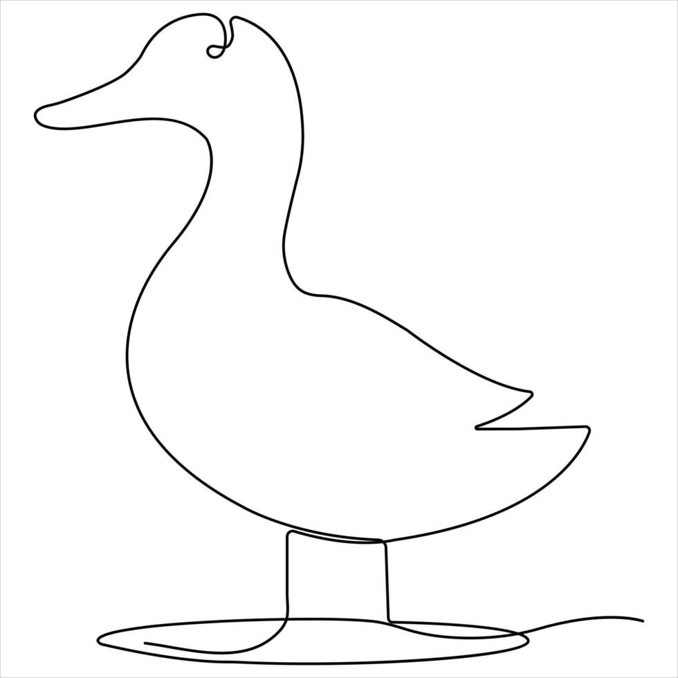 Continuous single line art drawing of pet animal duck concept single line draw style outline vector