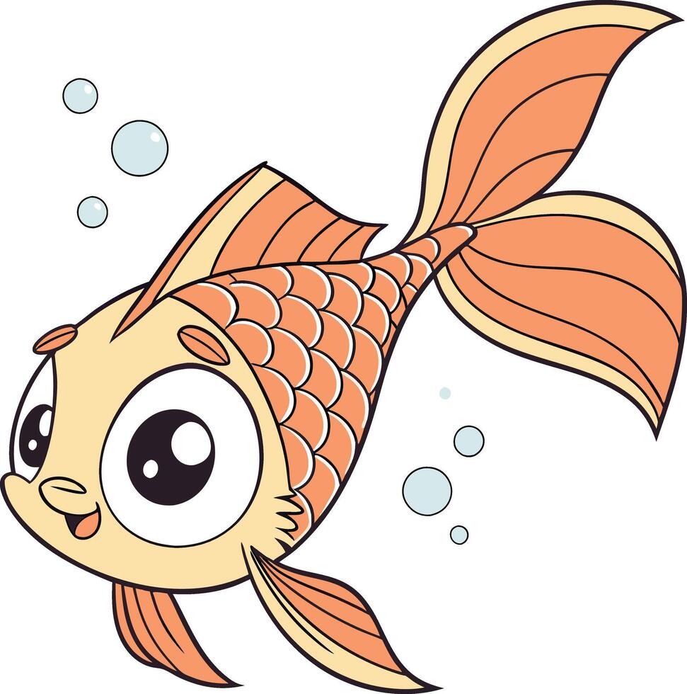 illustration of gold fish isolated on white background. vector