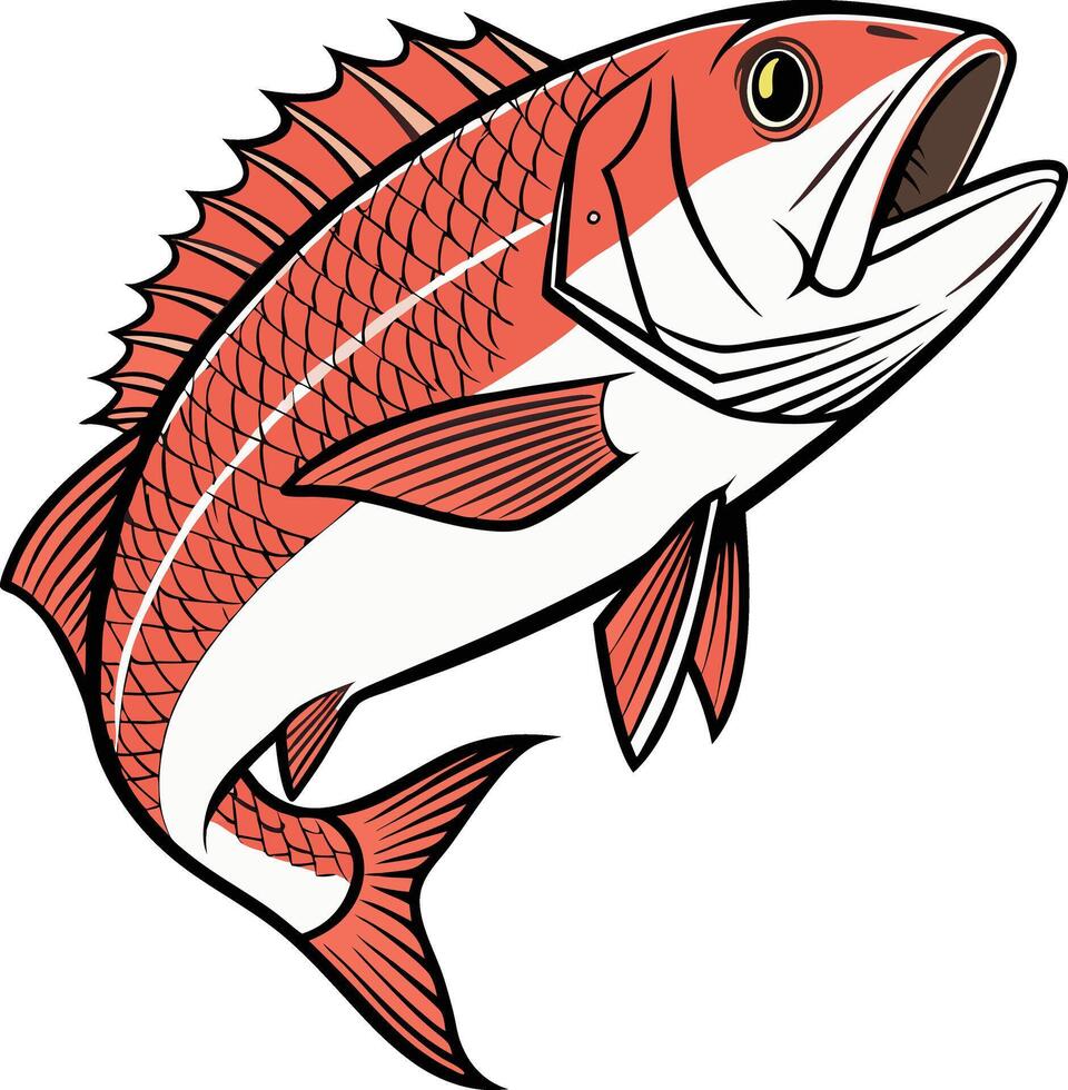 Marine red coral fish vector
