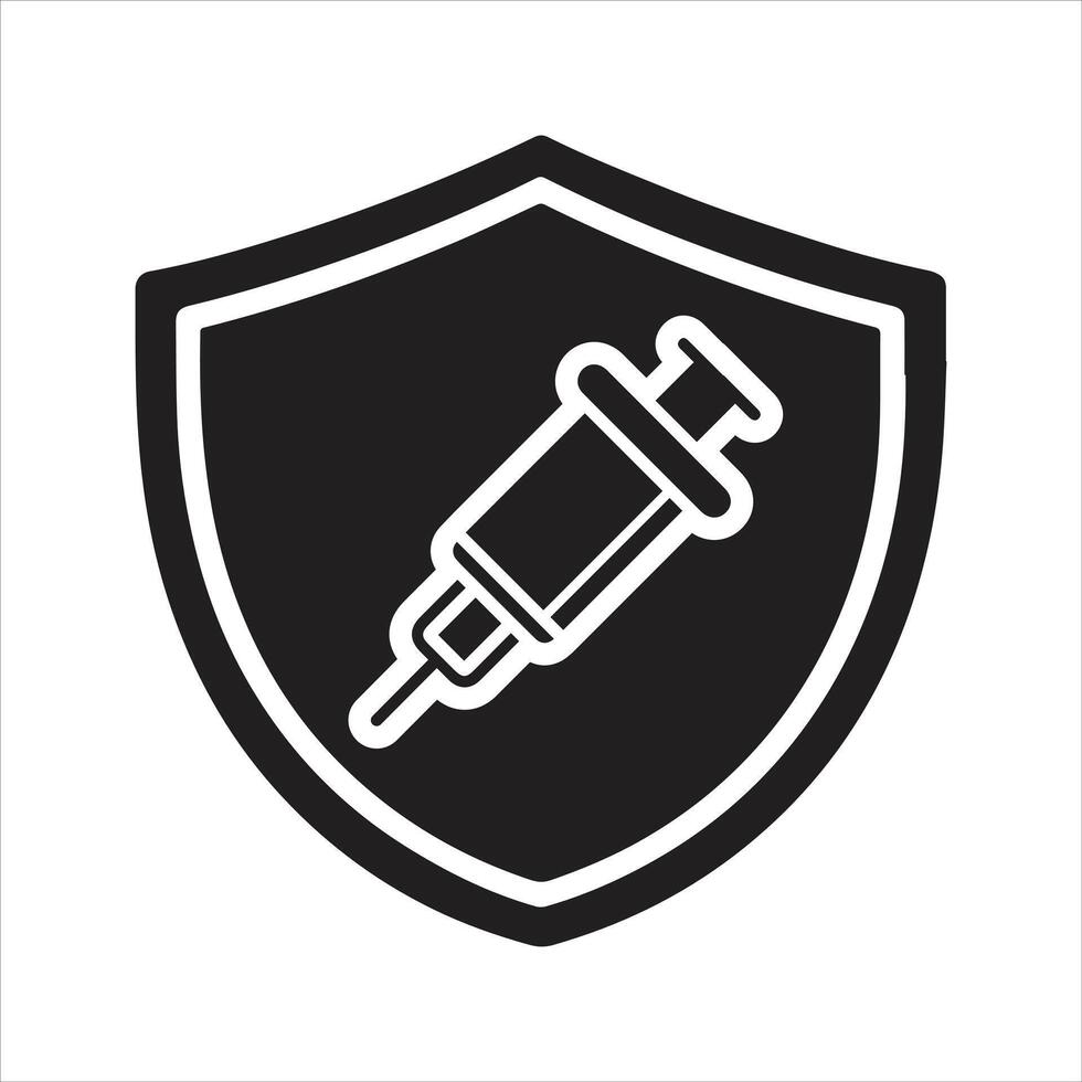 vaccine. Virus protection. Immunity. Protective shield icon vector