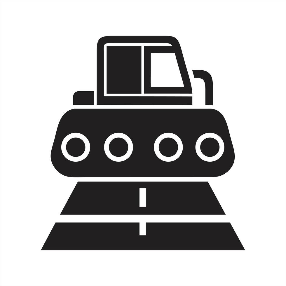 Road roller icon. Road works in progress icon vector