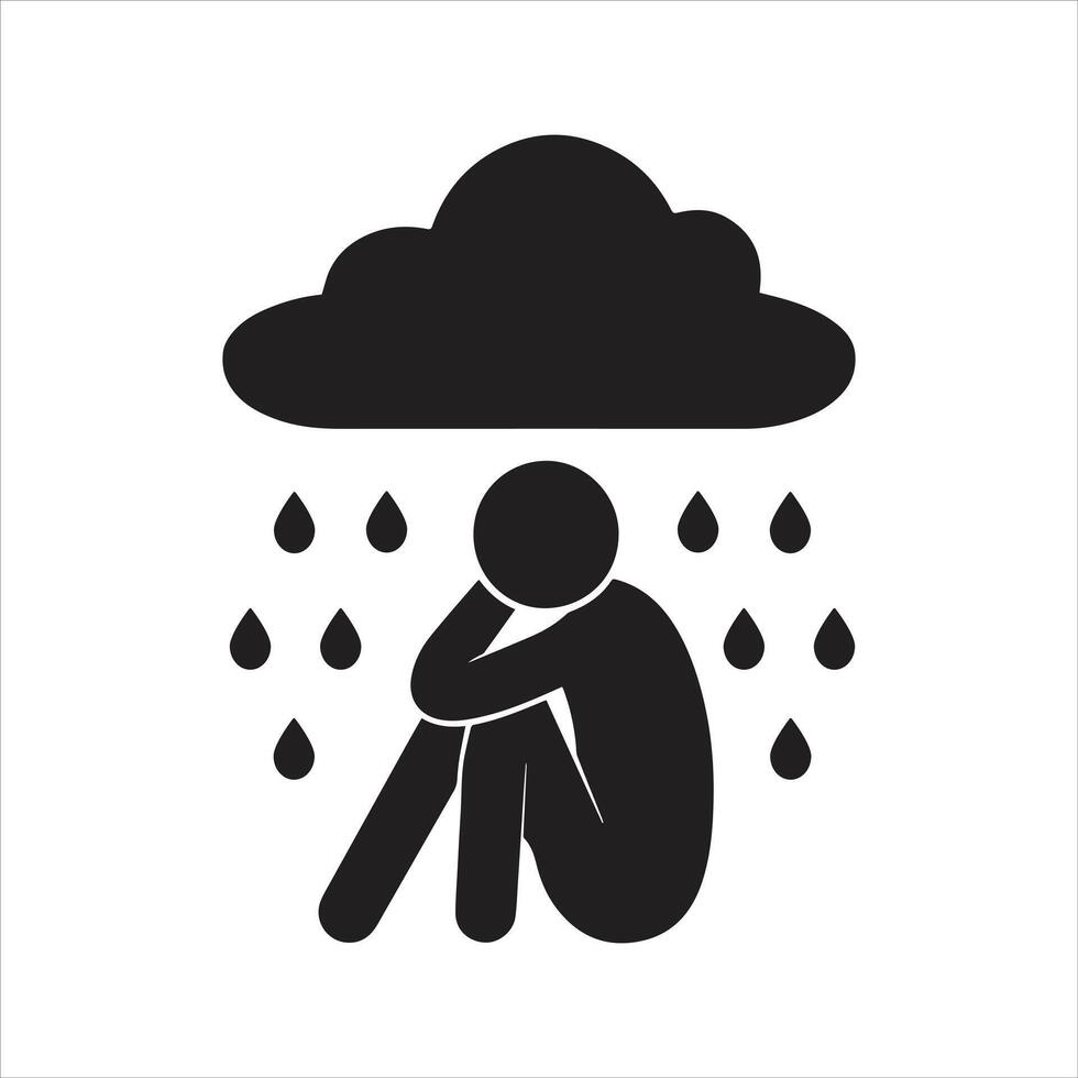 Depression, sadness, rain icon vector