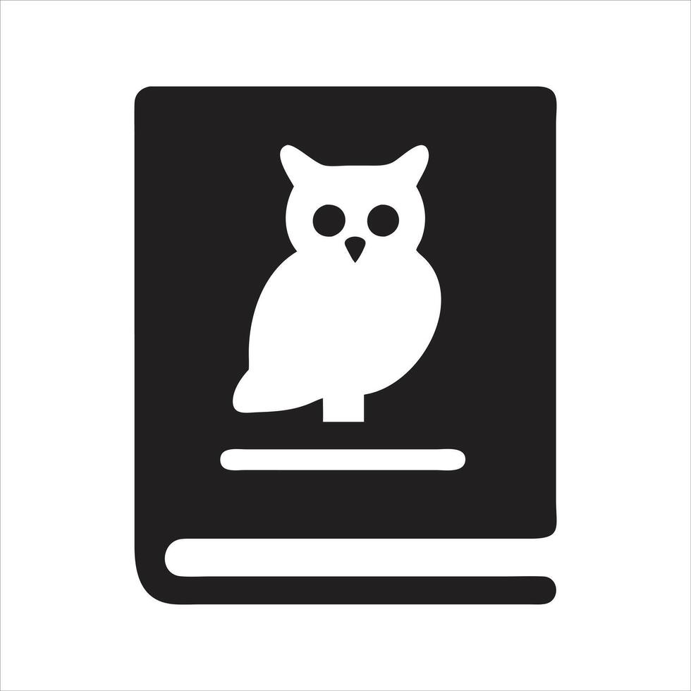 Owl icon. Wise owl sitting on the book. Education ico vector