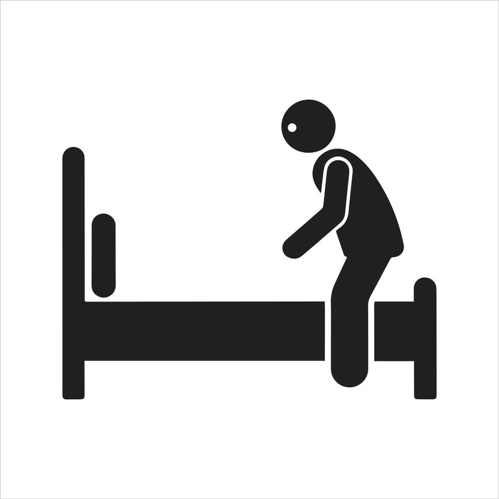 Tired man going to bed. Bed icon. Bedtim icon vector