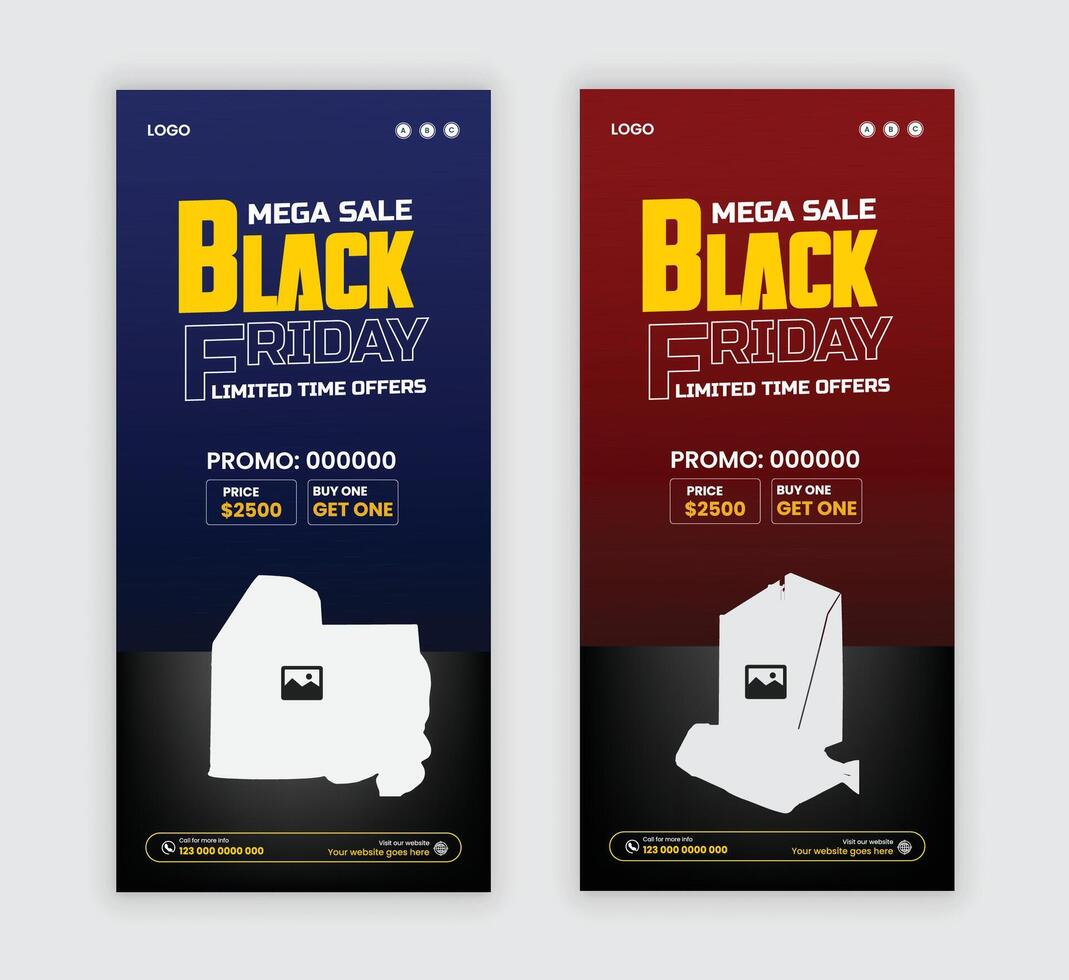 Computer speaker Dl flyer, rack card template and black Friday mega deal leaflet, handbill template vector