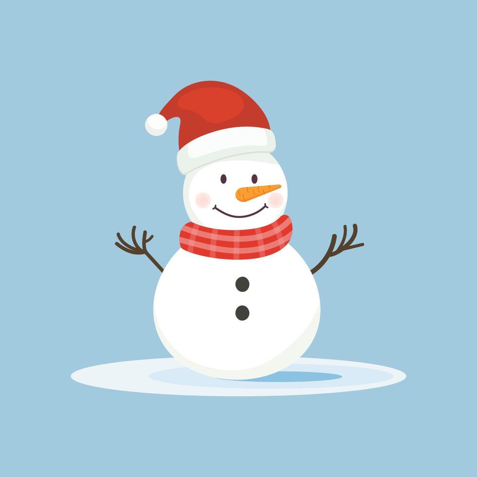 Snowman cartoon isolated on blue background vector