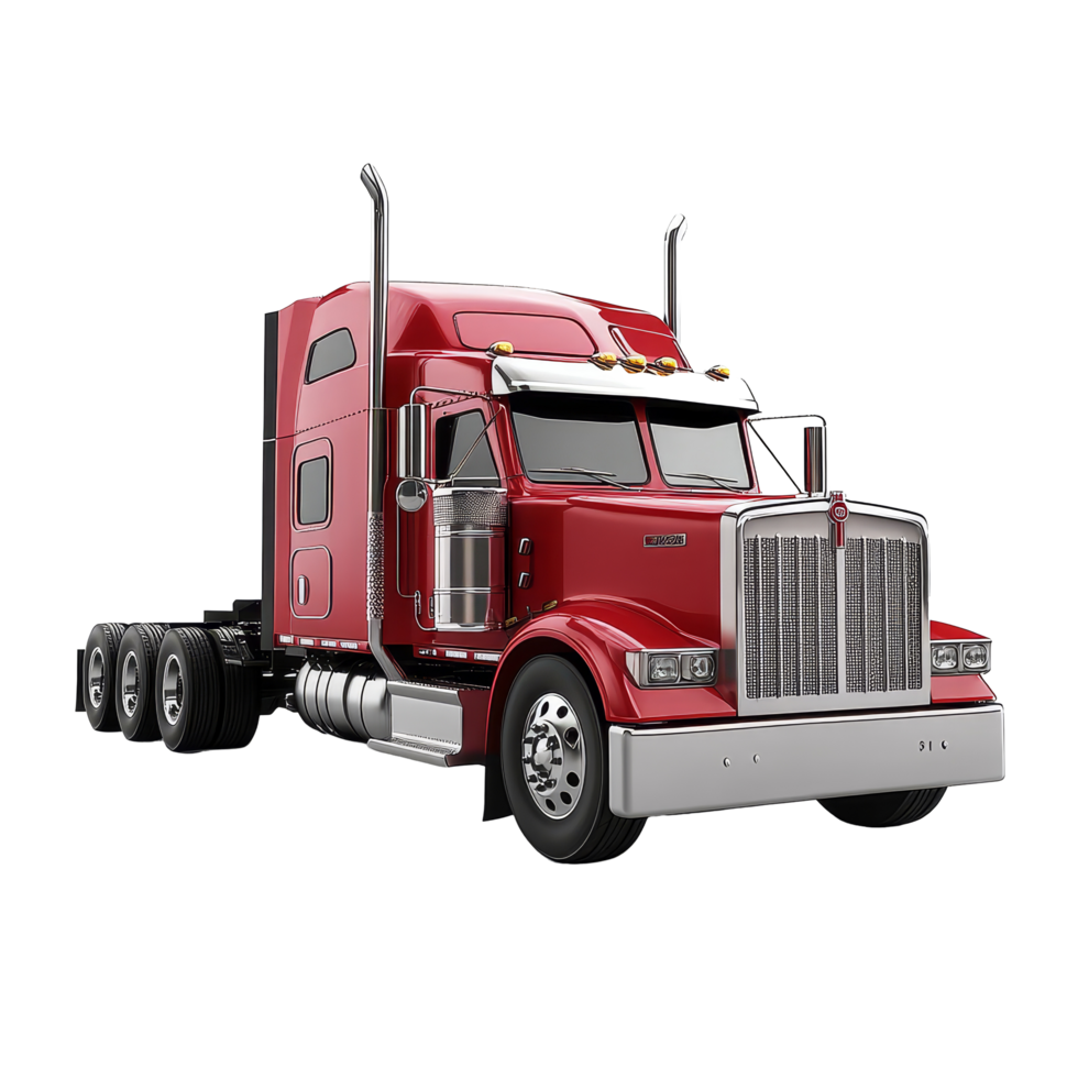 A bright red truck isolated on a transparent background showcasing its robust design and sleek profile, old truck isolated on transparent png