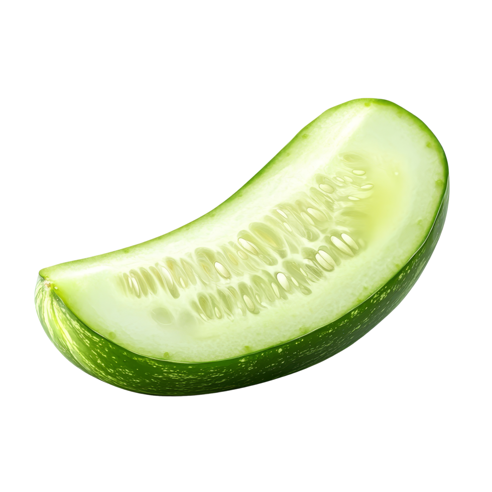 Freshly sliced green cucumber isolated on a clean transparent background for culinary and health purposes, slice green cucumber isolated on transparent background png