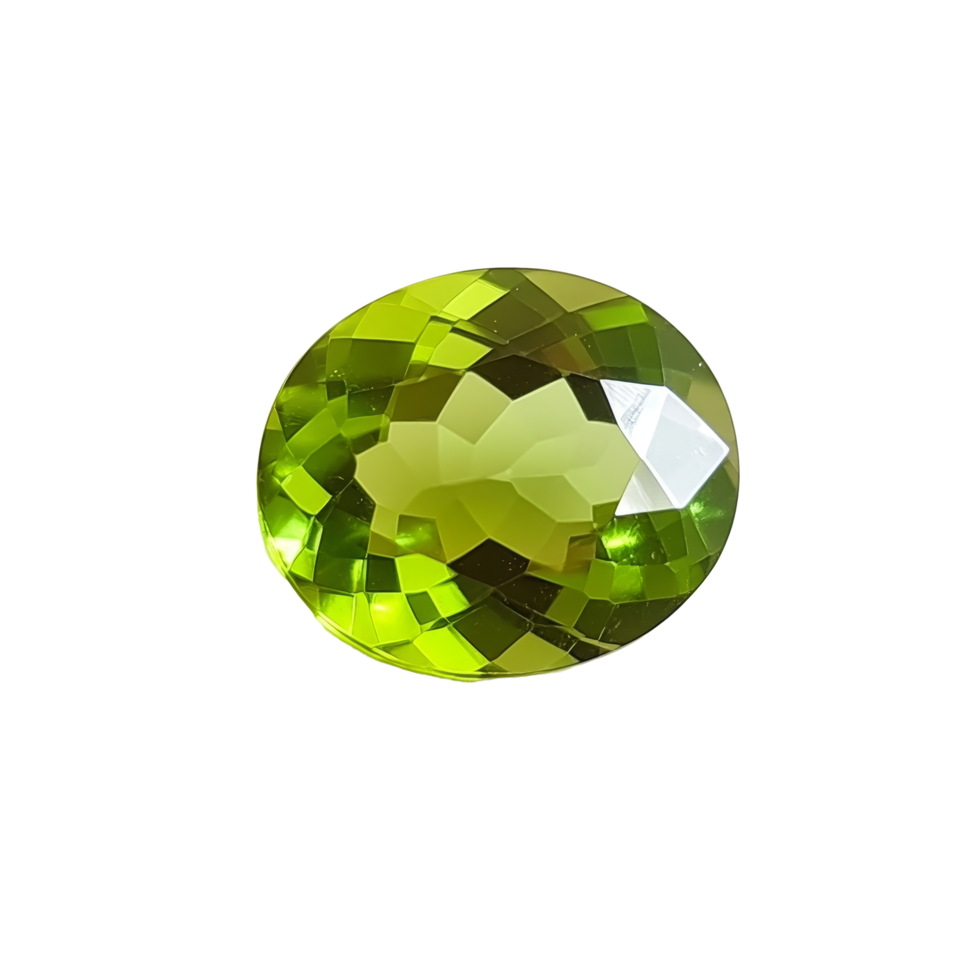 Stunning oval peridot gemstone displaying vibrant green hues against a transparent background for jewelry design inspiration, Oval peridot gemstone on a transparent background png