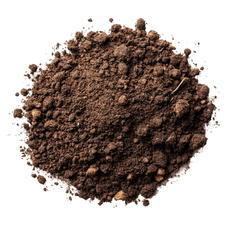 Natural soil isolated on a transparent background highlighting its texture and composition for educational purposes, soil isolated on transparent background png
