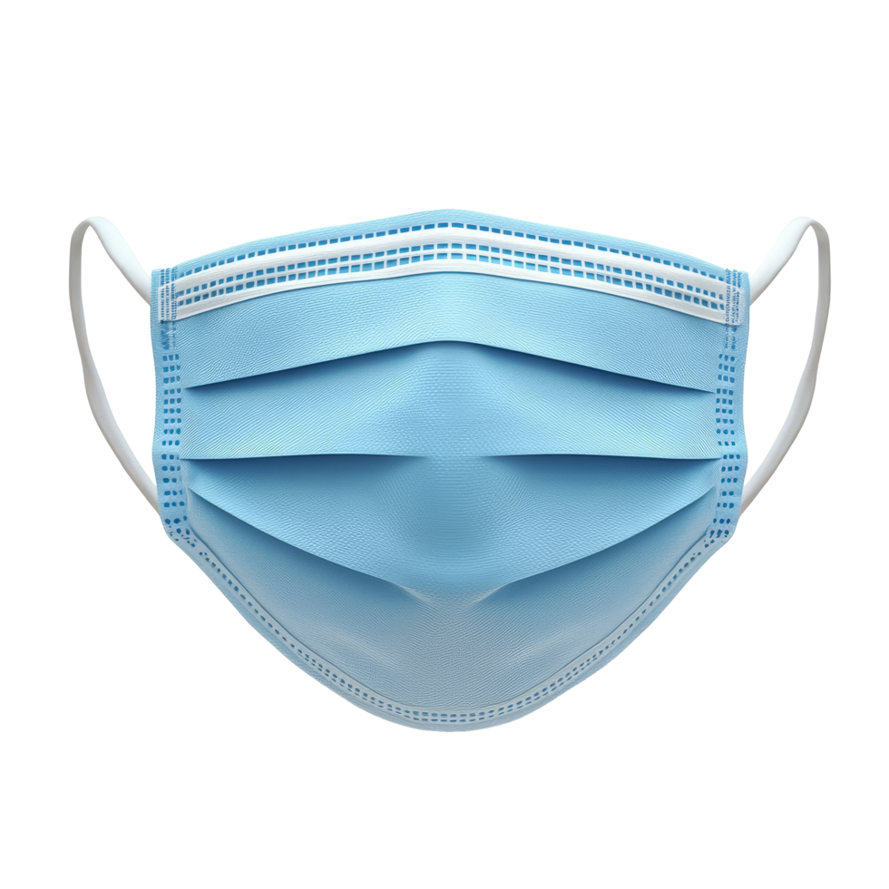 Surgical mask isolated on a clean transparent background highlighting its design and purpose for health protection, surgical mask isolated on transparent background png