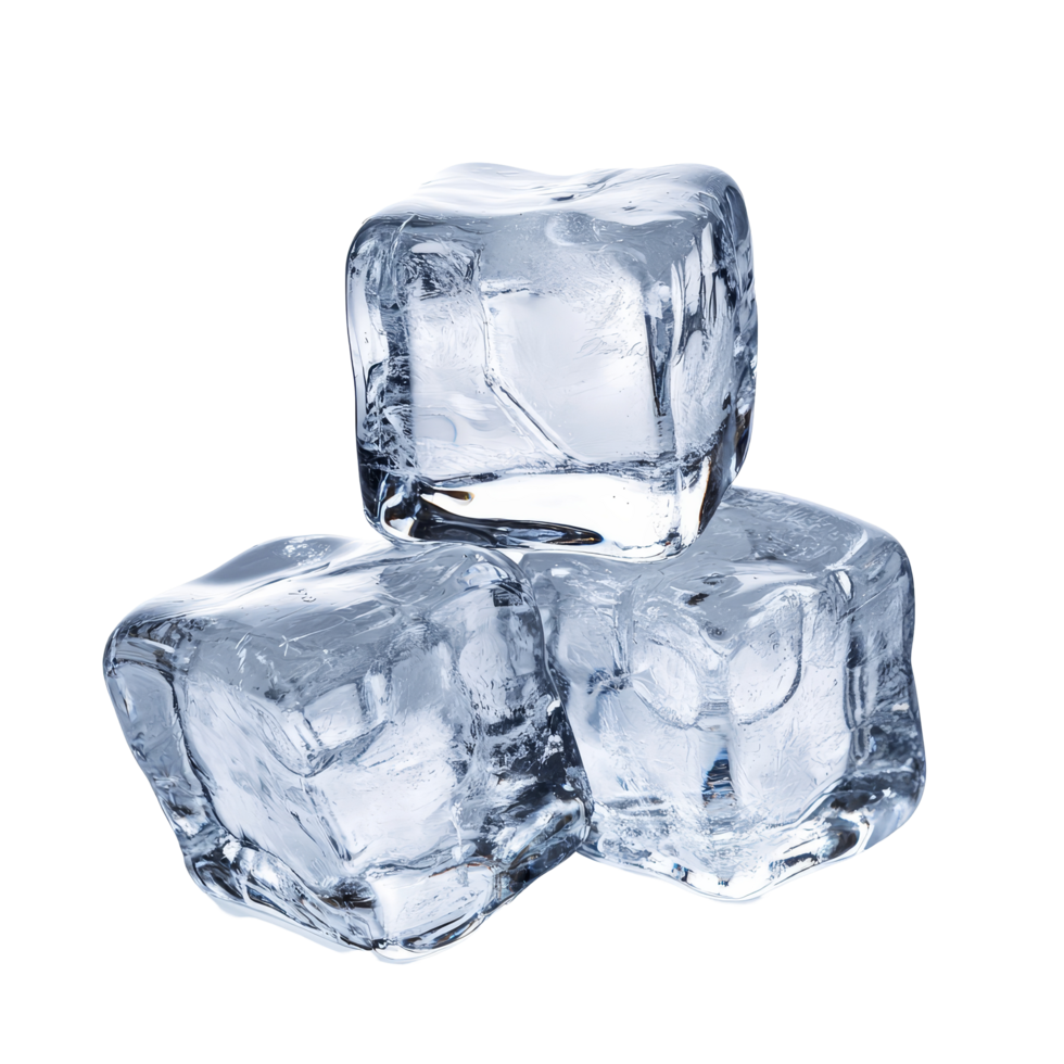 Ice cubes arranged neatly on a bright transparent background for culinary and beverage presentations, ice cubes isolated on transparent background png