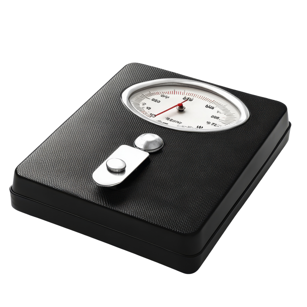 An isolated weighing scale on a transparent background highlighting its design and functionality for precise measurement, weighing scale isolated on transparent background png