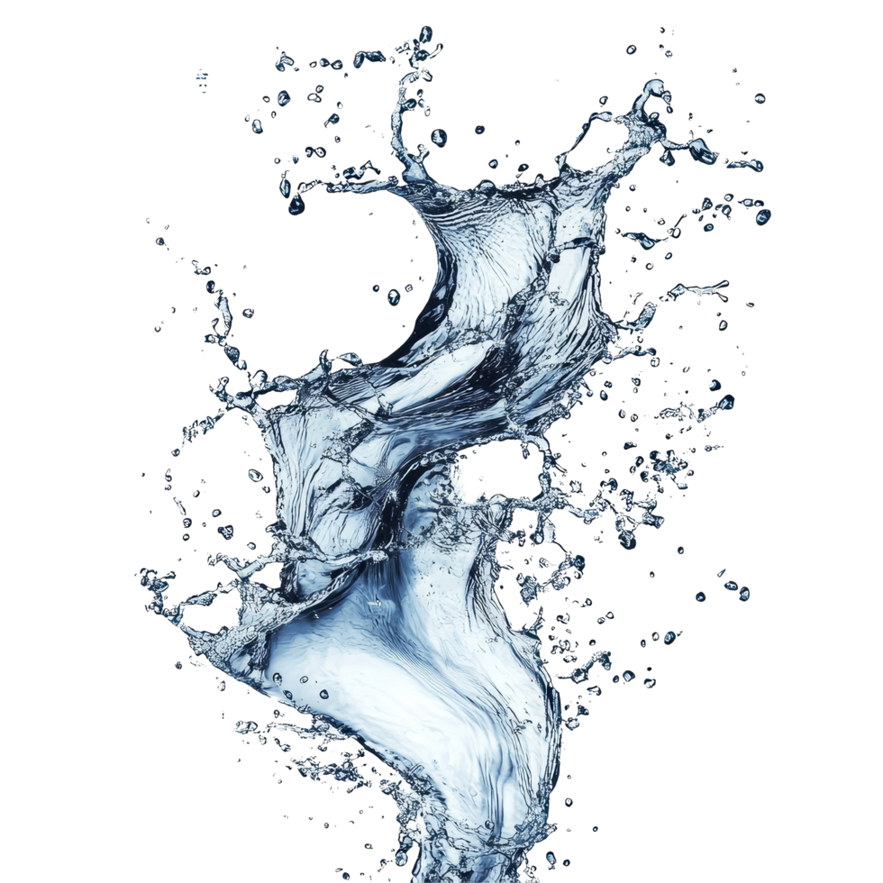 Twisted water splash isolated on a transparent background showcasing the fluid dynamics and movement of liquid in mid-air, Twisted water splash isolated Stock Illustration png