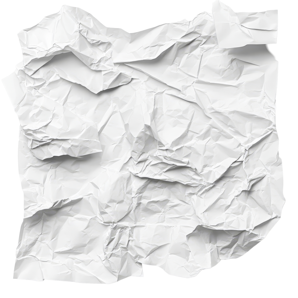Crumpled transparent paper sheets creating an abstract texture on a bright background illustrating creativity and inspiration, Crumpled Paper Sheets on transparent background png