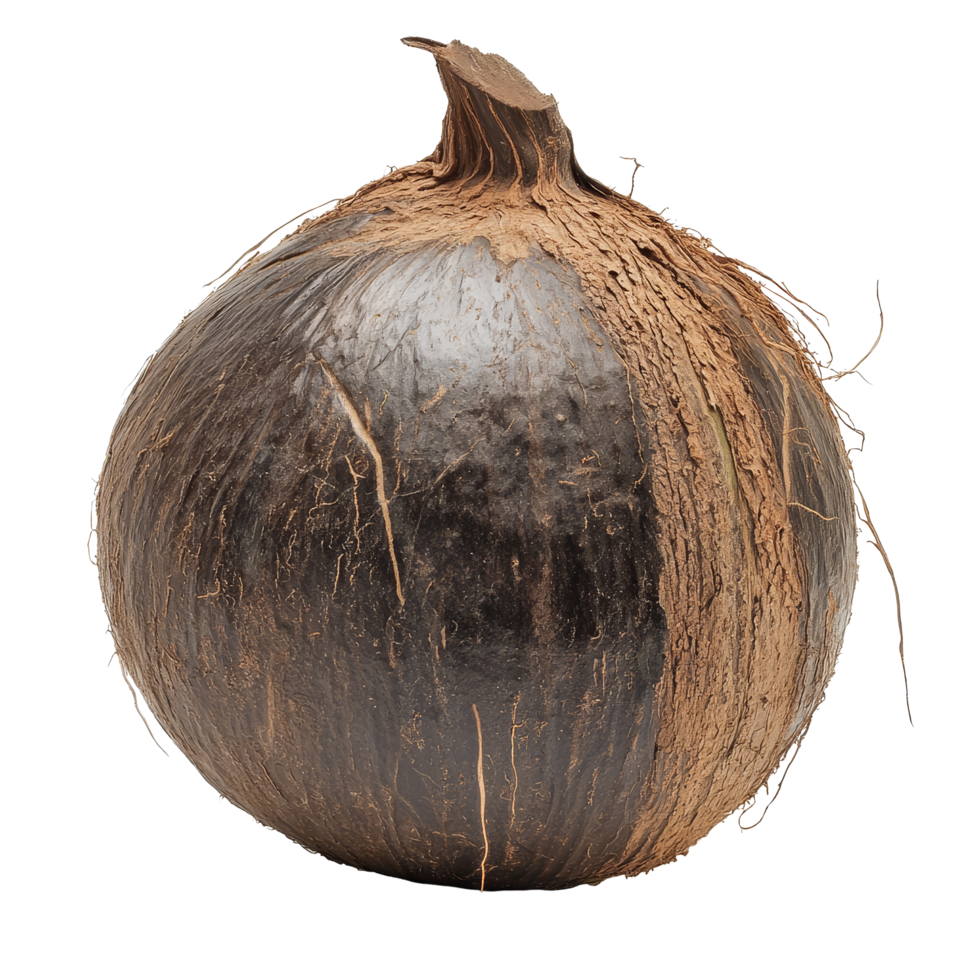 Young sweet coconut isolated on a transparent background, showcasing its natural texture and unique shape, Young sweet coconut isolated on transparent background png