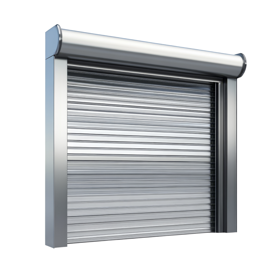 Stainless steel roll-up door designed for durability and security in various applications, Stainless Steel RollUp Door Isolated on transparent background png