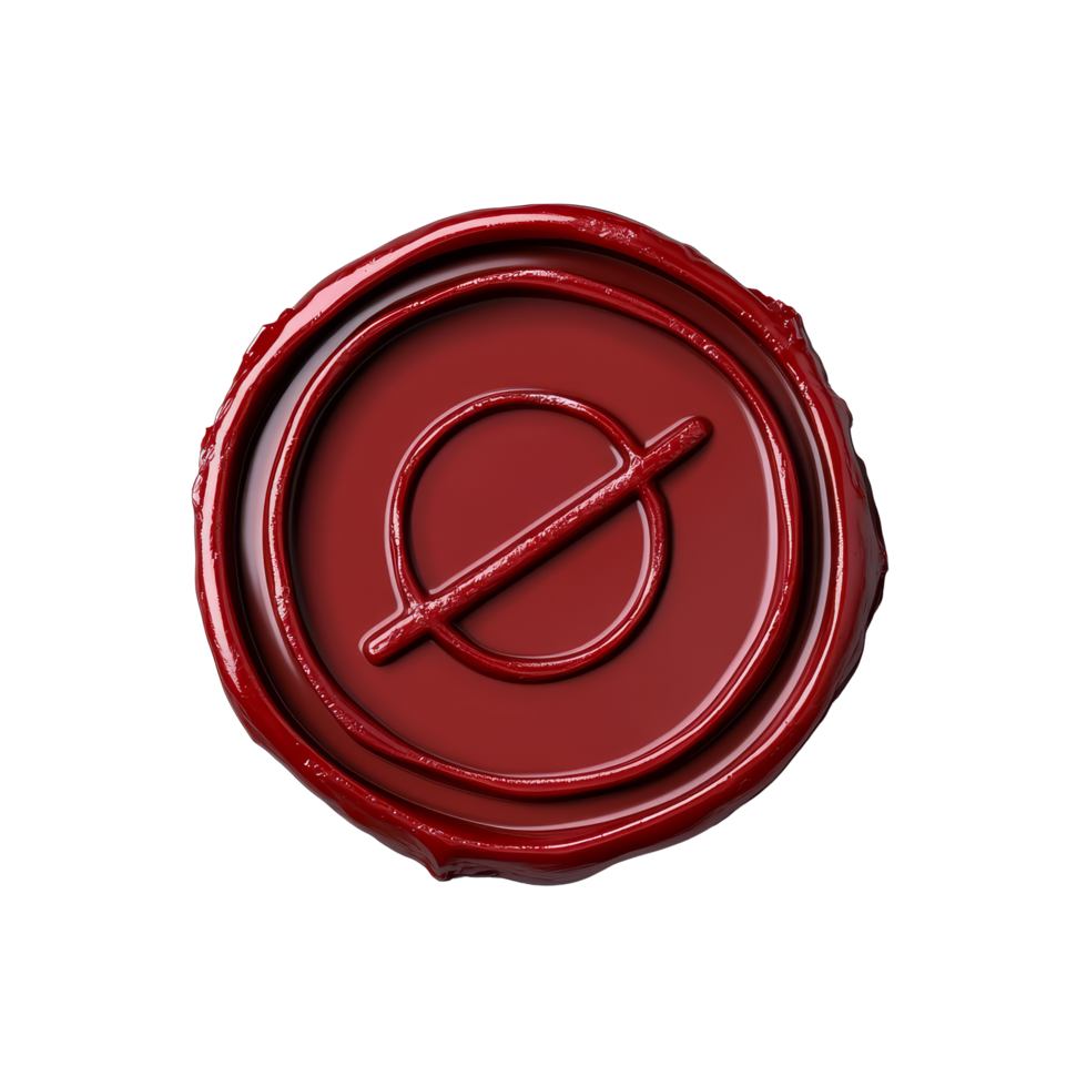 A detailed wax seal featuring a rejected marking, perfect for stationery or craft projects, Wax Seal with Rejected Word Isolated Stock Illustration png