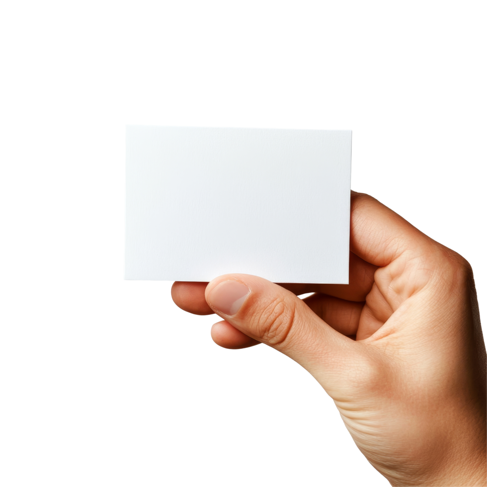 A hand presenting a blank card against a clean transparent background for creative use or personalization, Hand Holding Blank Card transparent background png