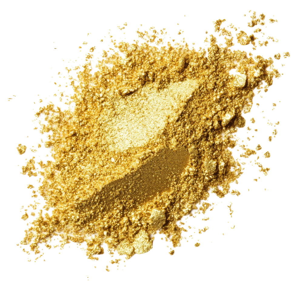 Rich gold powder isolated against a pristine transparent background for artistic and culinary applications, Gold powder isolated on transparent background. Gold powder transparent background png