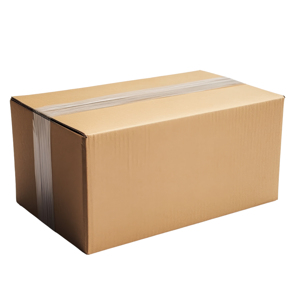 A simple cardboard box package resting on a neutral background in a well-lit environment, cardboard box package png