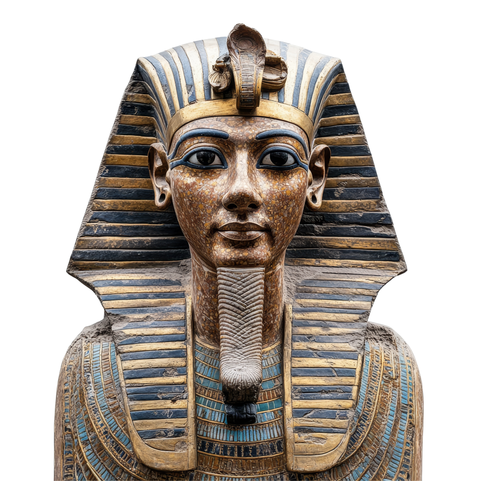 Ancient Egyptian Pharaoh statue with intricate details on a transparent background, Ancient Egyptian Pharaoh Statue on transparent background png
