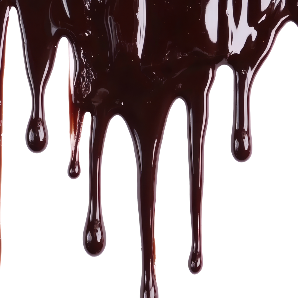 Rich, velvety chocolate ganache making a luscious cascade on a transparent background, Velvety Chocolate Ganache Cascade Seamless Dripping Effect on transparent background png