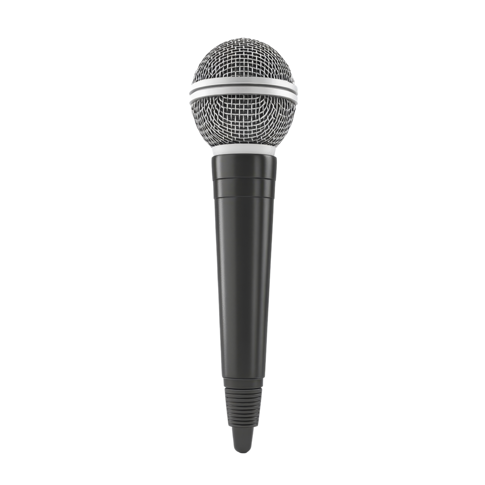 Isolated microphone render on a clean transparent background for audio and music projects in digital design, Microphone isolated on transparent background 3D render png