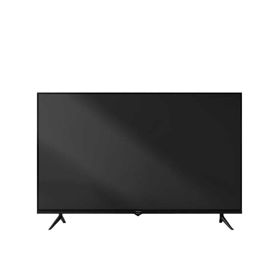 Modern black TV mockup on a transparent background, ideal for showcasing media designs and ads, mockup of a large modern black TV, file of isolated object with shadow on transparent background png