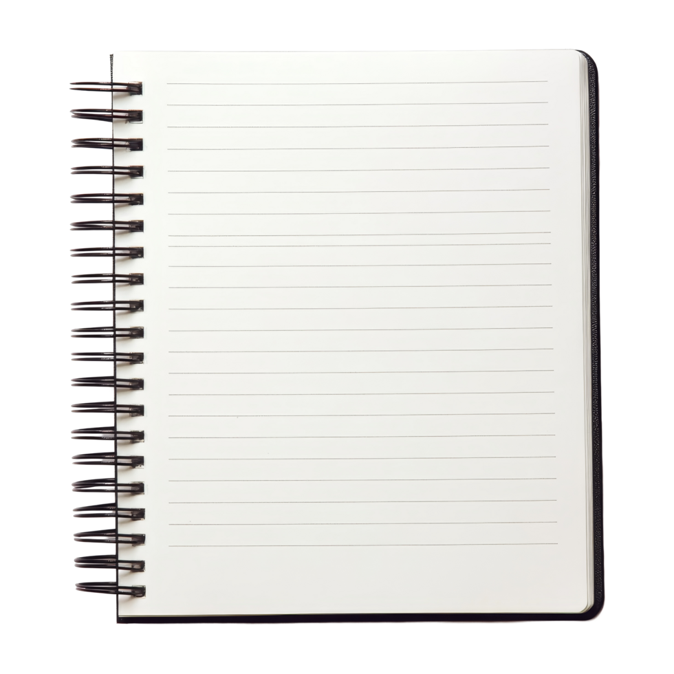 vuoto spirale taccuino carta con foderato pagine su un' trasparente sfondo per scrittura Appunti e idee, taccuino carta su trasparente file di sfondo png
