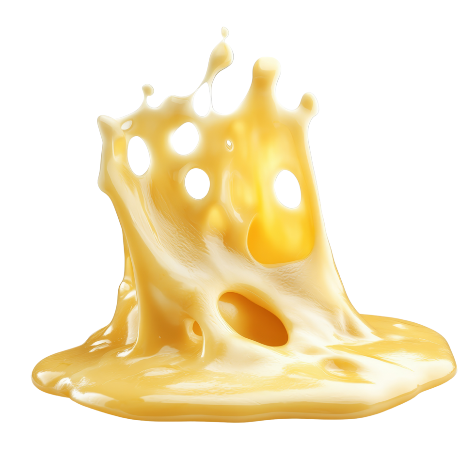 Melting cheese creating a smooth, creamy texture on a pristine transparent background, melted cheese on transparent background png