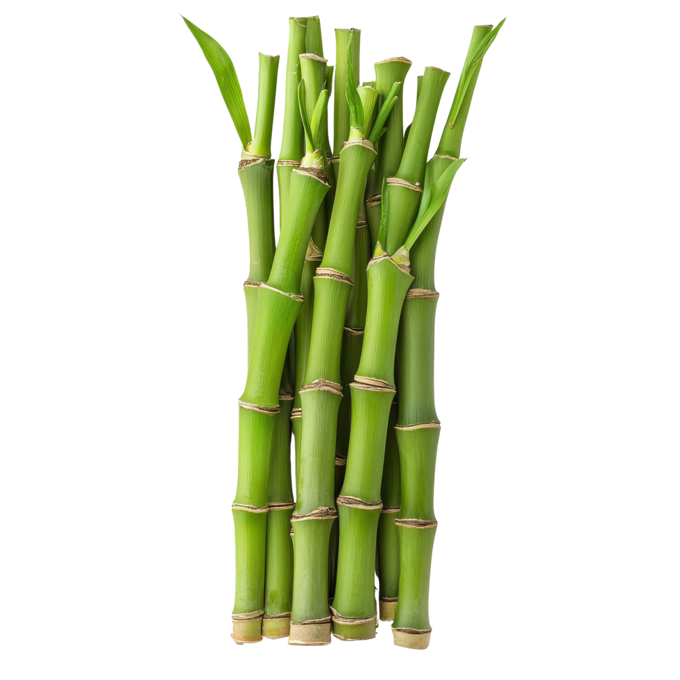 Fresh bamboo shoots isolated on a transparent background highlighting their vibrant green color, bamboo shoot isolated on transparent background png