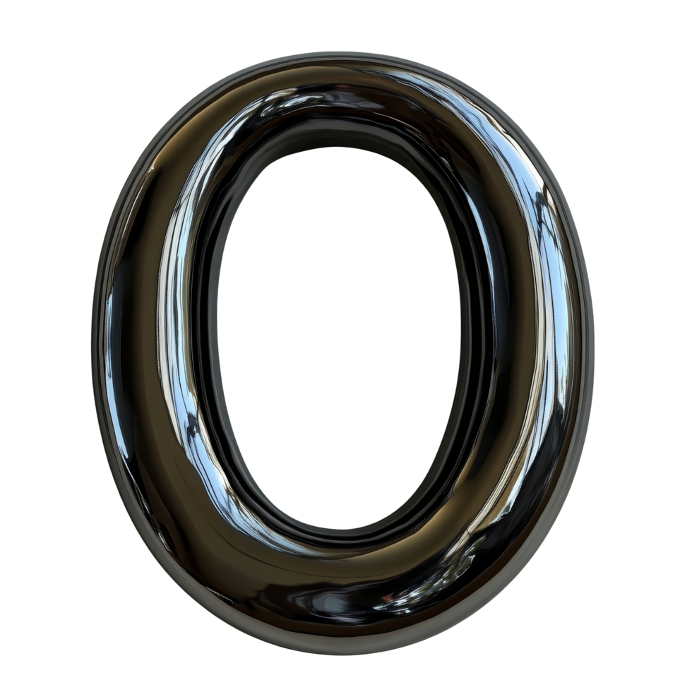 A glossy black consonant letter O displayed on a transparent background showcasing its sleek design and modern aesthetic, consonant letter o is used to make words on transparent backgroundfile png