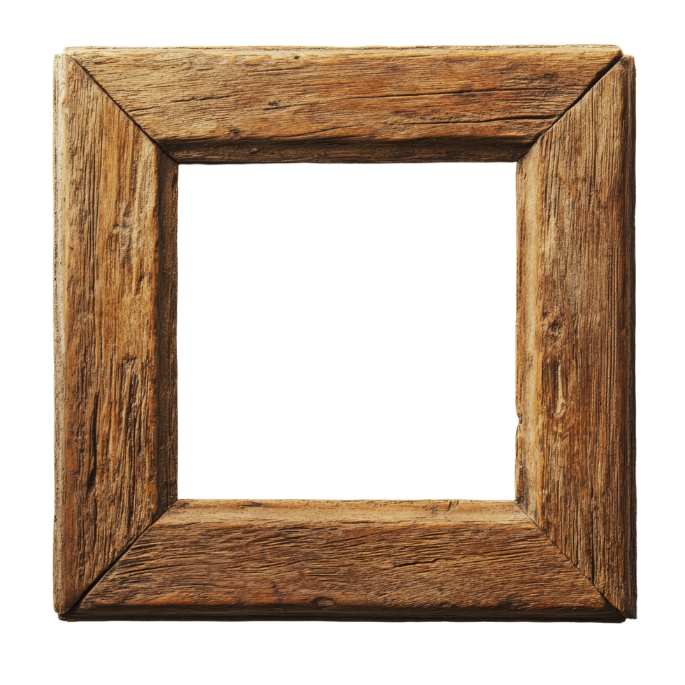 Wooden blank frame isolated on a transparent background ready for artwork or photographs, wooden blank frame isolated on transparent background png