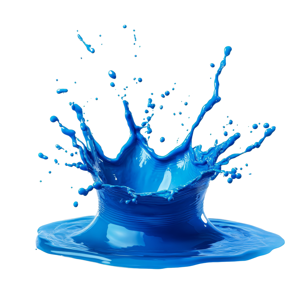 Bright blue splash isolated on a transparent background showcasing dynamic liquid motion and vivid color contrast, splash isolated on transparent png