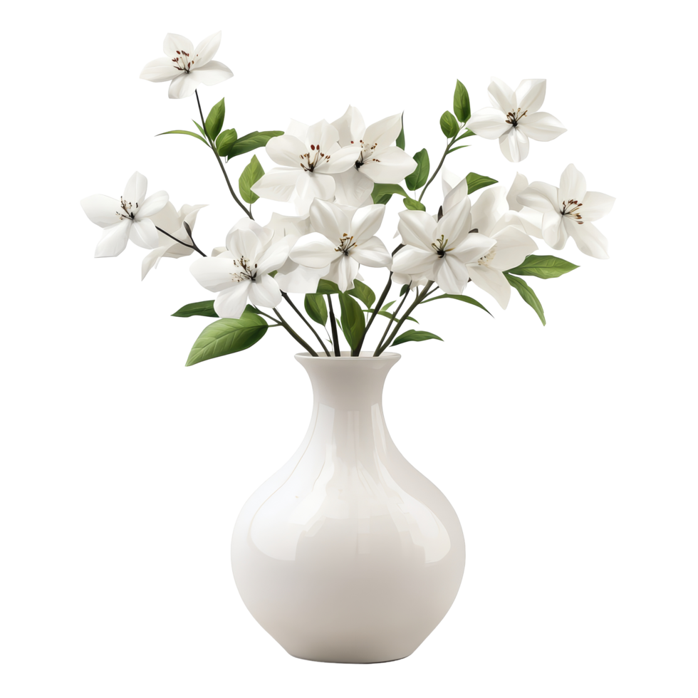 Elegant transparent flowers arranged in a simple vase against a clean transparent background, vase with beautiful transparent flowers, file of isolated object with shadow on transparent background png