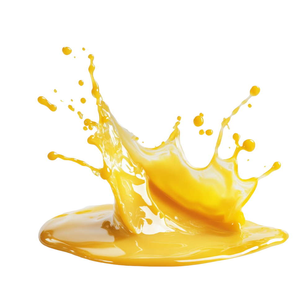 Dynamic splash of melted cheese creating a vivid yellow burst against a clean transparent background, Splashing Melted Liquid Cheese On transparent background png