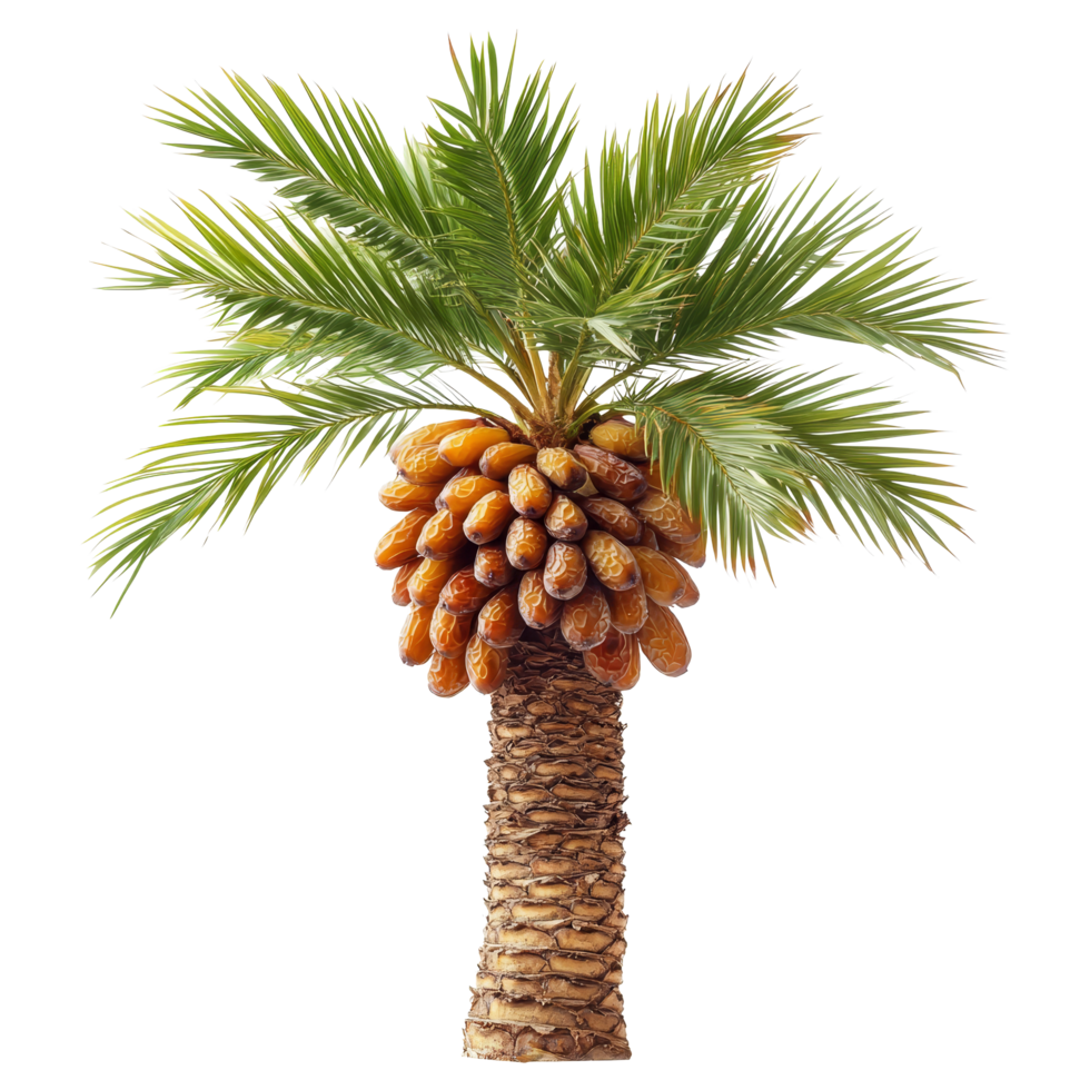 Fresh date palm with ripe dates isolated on a transparent background, showcasing natural beauty and tropical allure, fresh date palm isolated on transparent background png