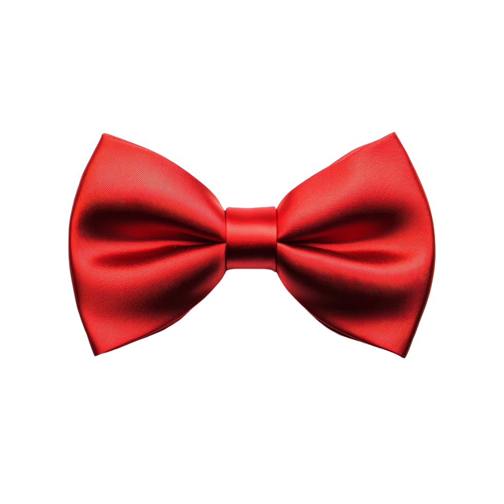 Elegant red bow tie designed for formal occasions displayed against a clean transparent background, Elegant Red Bow Tie on transparent background png