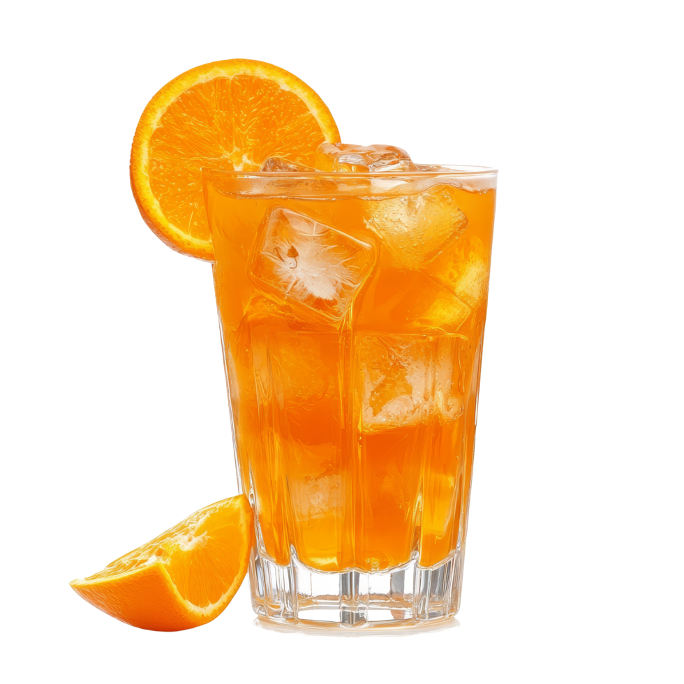Refreshing orange crush cocktail served over ice with a slice of orange on a transparent background, orange crush cocktail isolated on transparent background png