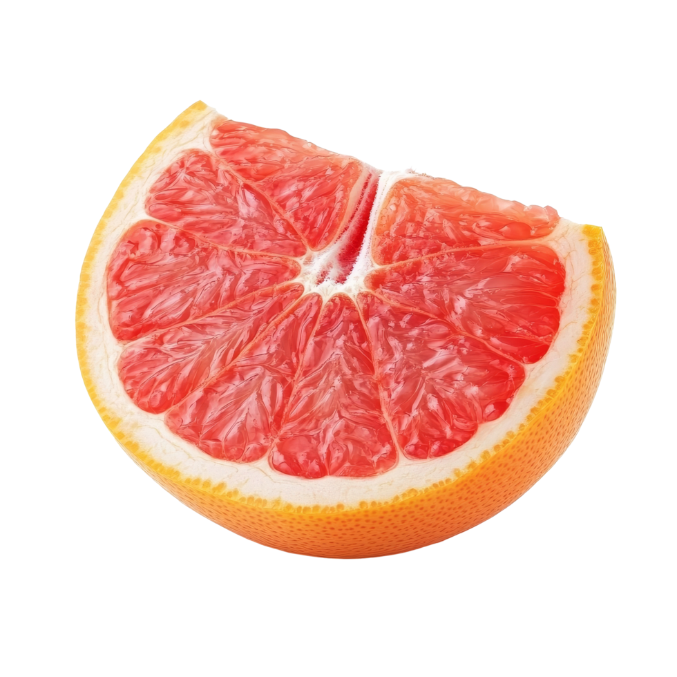 Fresh half pink grapefruit on a transparent background showcasing its juicy interior and vibrant color, half pink grapefruit citrus fruit isolated on transparent background png