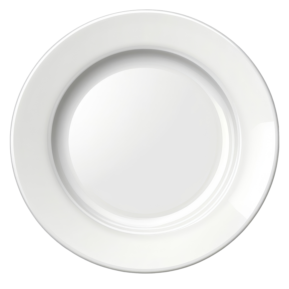 Elegant transparent dinner plate displayed on a transparent background, perfect for various culinary presentations, transparent plate on transparnt png